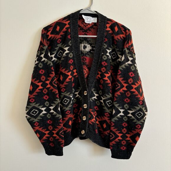 VTG Babette & Partners Aztec Cardigan Sweater Multicolor Funky - Womens Size Med - Picture 1 of 8